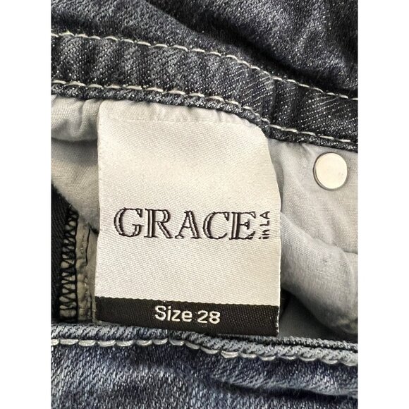 GRACE In LA Bootcut Embellished Jeans Sz 28 Tag Low Rise - Picture 13 of 14